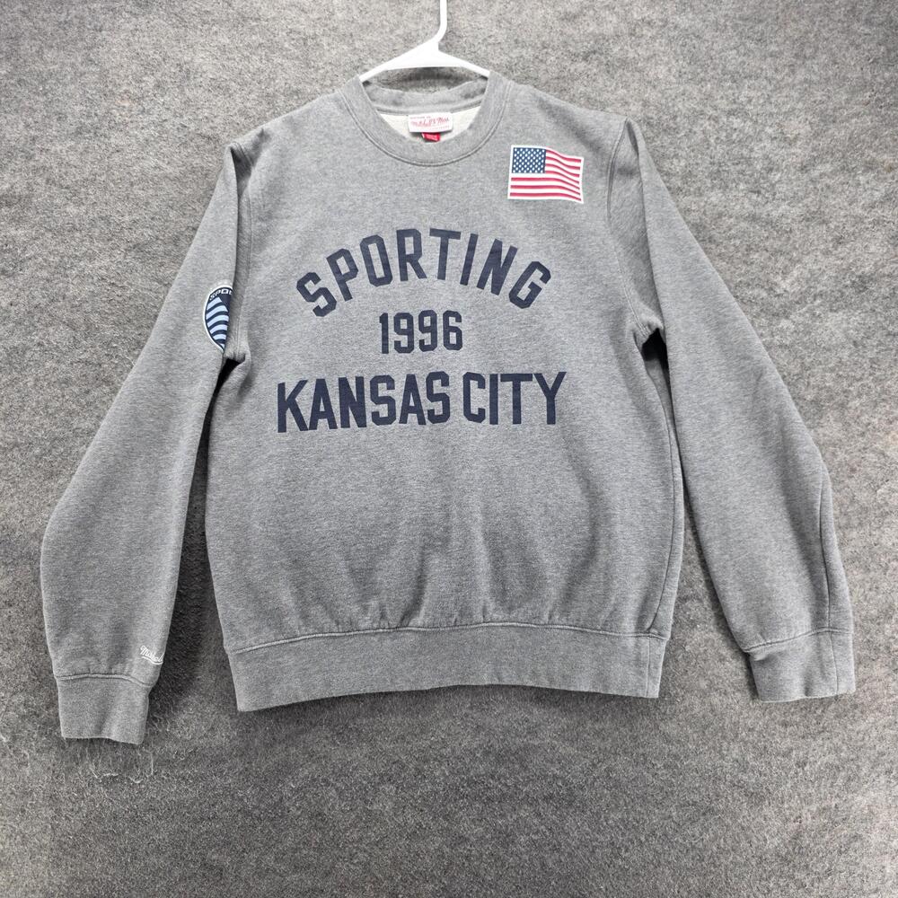 Sporting Kansas City Sweatshirt Mens M Gray MLS Soccer Mitchell & Ness